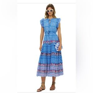 Oliphan CINCHED FLIRTY MIDI- CAMPANIA BLUE